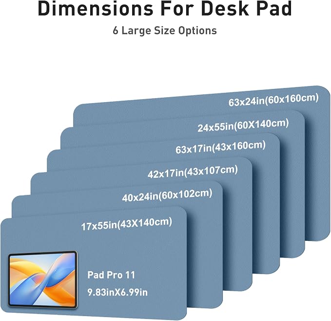 Aothia Faux Leather Desk Mat - Large Mouse Pad, Non-Slip PU Leather Blotter, Waterproof Writing Surface for Office and Home (Denim Blue, 63" x 24") - Image 5