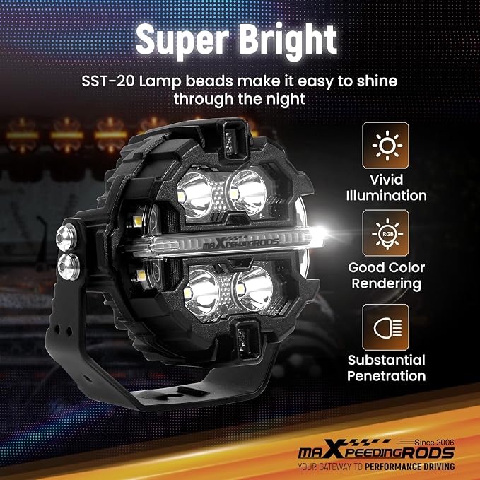 maXpeedingrods 3.5in 160W LED Off Road Lights w/7 RGB Colors Side Shooter - Image 5