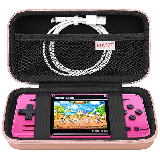 BOVKE Carrying Case for WELLST·G Handheld Game for Kids -Preloaded 220 Retro Video Games, Portable Gaming Player Holder with Extra Mesh Pocket fits Charging Cable, SD Card, Rosegold by BOVKE