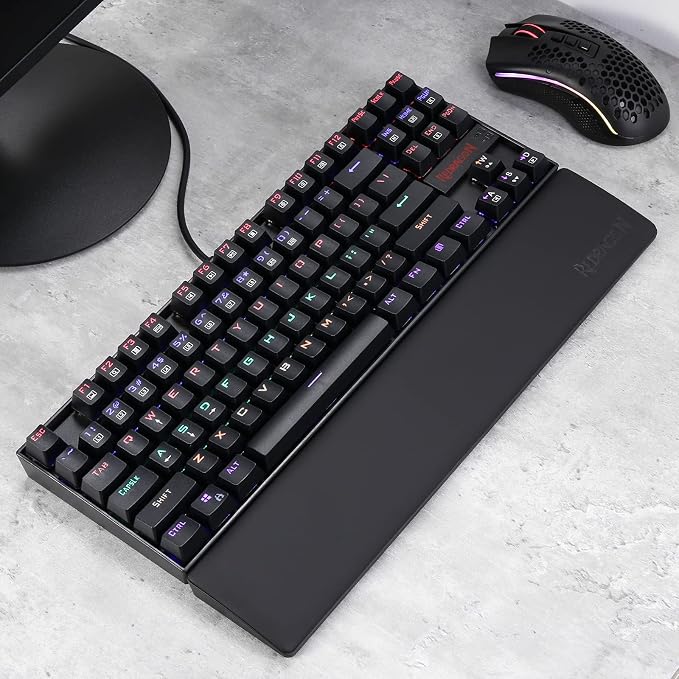 Redragon P036 Meteor M Computer Keyboard Wrist Rest Pad, Ergonomic Soft Memory Foam Wrist Support w/Anti-Slip Rubber Base, 80% 87 Keys TKL Size 14.13 x 2.87 in, 0.78 inch (20mm) Height, Black - Image 11