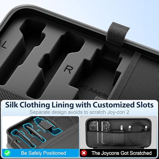 OIVO Carrying Case Compatible with 2025 Nintendo Switch, Portable Switch 2 Travel Carry Case Fit for Joy-Con 2 & Adapter, Hard Shell Protective Pouch Bag with 24 Game Slots, Gray - Image 5