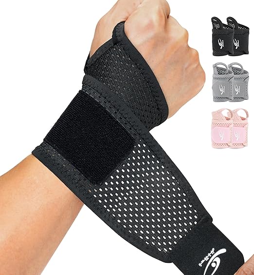 HiRui 2-Pack Ultra-Thin Mesh Wrist Wraps - Breathable, Adjustable Wrist Support for Workouts & Daily Use - Unisex Wrist Brace for Pain Relief, Tendonitis, Carpal Tunnel - One Size Fits All (Black) by HiRui