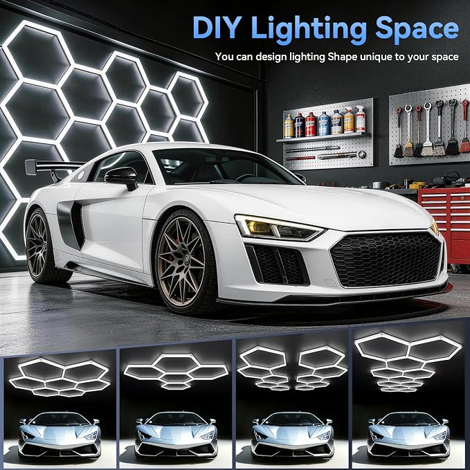 LZHOME Hexagon 5000K LED Garage Lights: 25 Pack Updated 1.31-inch Wider Size,26300LM Super Bright Hex Lighting Ceiling LED Shop Light for Garage, Car Detailing, Workshop, Warehouse, Gym, Basement - Image 2