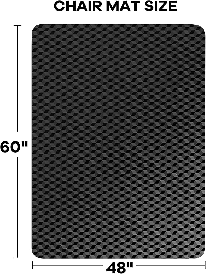 BesWin Office Chair Mat for Carpet, 48" x 60" Large Computer Desk Chair Mat for Low Carpeted Floors, Thick and Sturdy Carpet Protector for Rolling Chairs, Easy Glide Floor Mat for Home, Gaming (Black) - Image 7