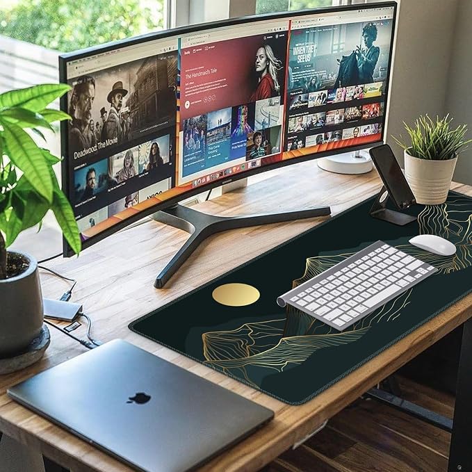 iCasso Large Mouse Pad, XXL Green Mousepad,A-Mountain Cyan Extended | Stitched Edges and Stable Rubber Base, Keyboard Mat Desk Pad for Work, Home - Image 7
