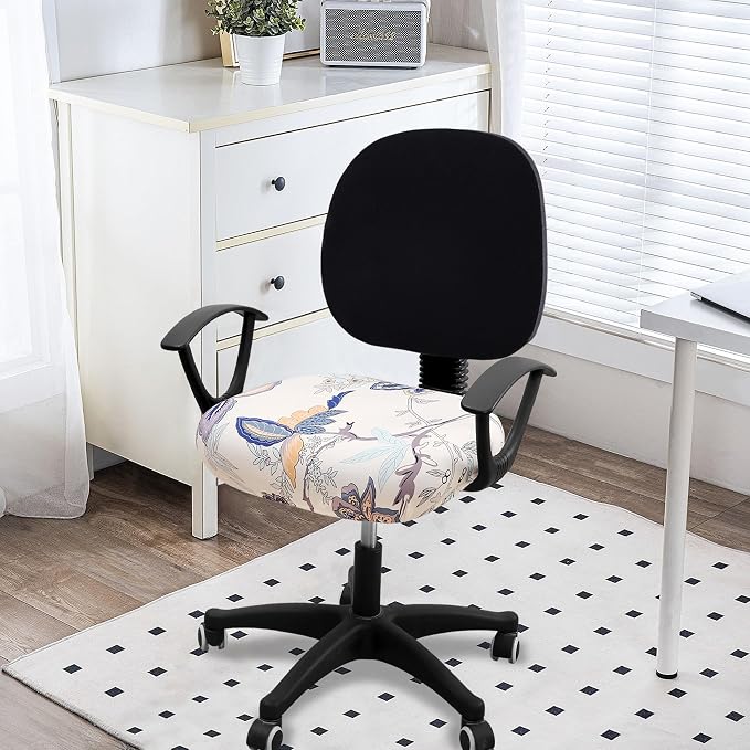 Smiry Stretch Printed Office Computer Desk Chair Seat Covers | Stretch Fit, Soft Fabric Universal Rotating Chair Cover, Washable Removable, Anti-Dust Seat Cushion Protector - Image 2