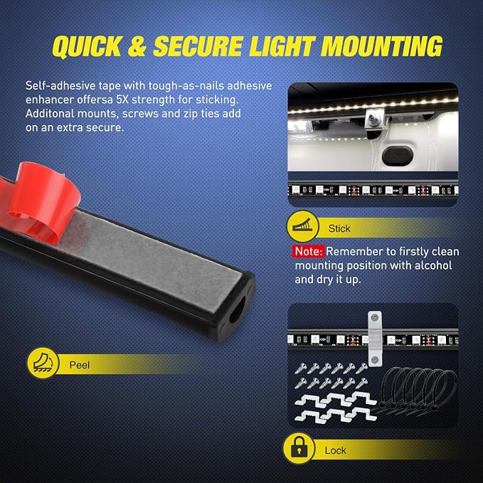 Nilight - TL-31 2PCS 60Inch RGB Truck Bed Light Strip Kit 180 LED RF Remote Control with On Off Switch Blade Fuse 2Way Splitter Extension Cable for Cargo Pickup Truck SUV RV Boat, 2 Years Warranty - Image 4