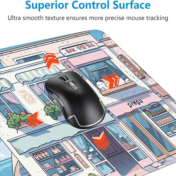 Cute Kawaii Gaming Mouse Pad Desk Pad Anime Street Aesthetics Large Gaming Mouse Mat with Stitched Edges,Non-Slip Waterproof Rubber Base Mous Mat Office Computer Keyboard Laptop Home 31.5"x11.8" - Image 5