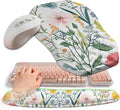 2-in-1 Ergonomic Set, Wave Keyboard Wrist Rest and Massage Slope Mouse Pad Wrist Support, Rebound Memory Foam for Relieve Carpal Tunnel Syndrome and Wrist Pain (Pink Flowers) by Gleamtide