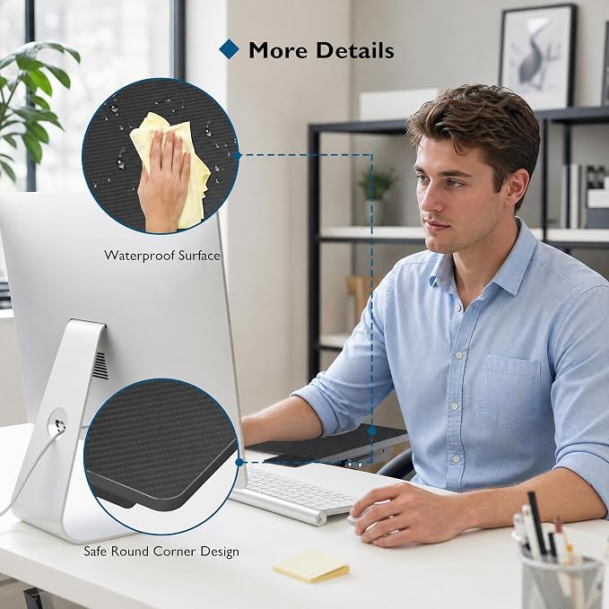 BONTEC Ergonomic Desk Extender Tray, 9.5"x9.1" Wrist Rest Shelf | 90°Foldable Elbow Support, Table Mount Arm, Clamp on Computer Arm Rest for Desk, Office & Home Use,Durable Easy to Install - Image 4