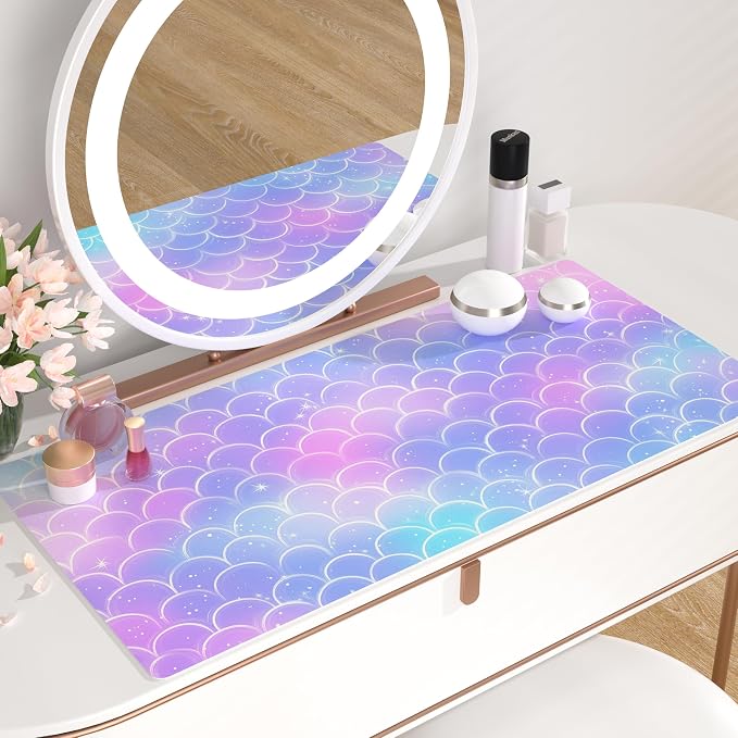 QiyI PU Leather Large Mouse Pad, Office Decor, 31.5" x 15.7", Mermaid Scale | Desk Décor Accessories, Extended Size, Waterproof & Easy to Clean, Smooth Surface, Non Slip Desk Organization - Image 6