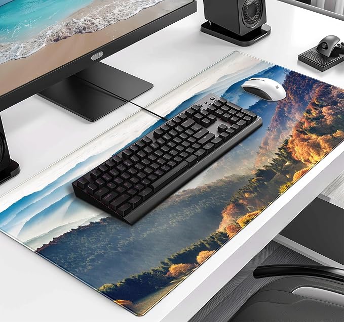 Large Mountain View Patterned Mouse Pad, Anti Slip Gaming Keyboard Desk Pad | Large Extended Mouse Pad; Full Desk Coverage; Waterproof Coating; Stable Anti-Slide Base For Gaming, Office, Study Daily Use - Image 3
