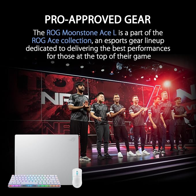 ASUS ROG Moonstone Ace L Glass Gaming Mouse Pad – 19.7” x 15.7”, Ultra-Smooth Matte Tempered Glass for Quiet Ultrafast Glides, Impact/Scratch Resistant, Easy to Clean, Anti-Slip Silicone Base - White - Image 8