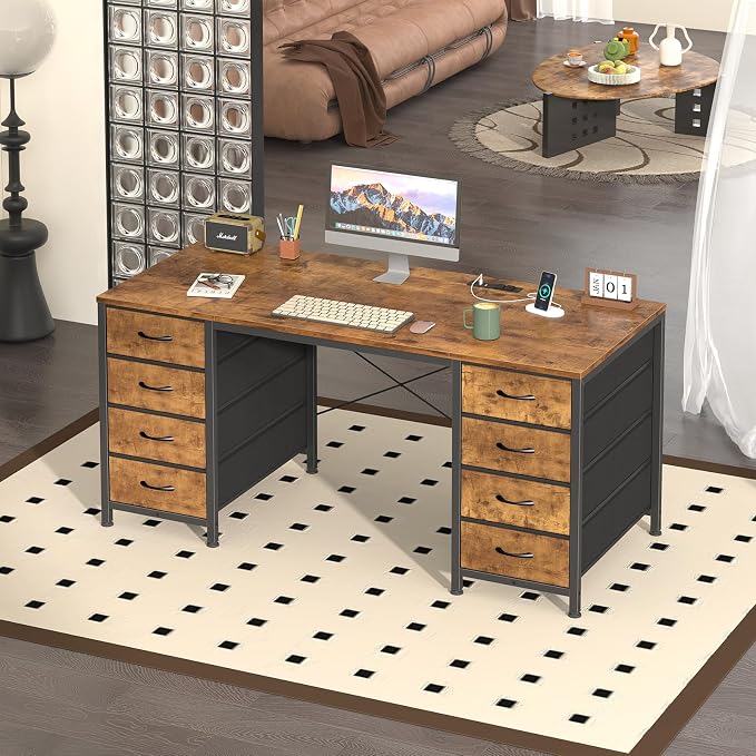 50 Inch Computer Desk with 8 Drawers for Home Office, Bedroom, Living Room - Image 8