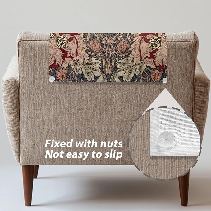 Sofa Recliner Headrest Cover, 2/Pcs, Vintage Acanthus Leaf Print - Image 5