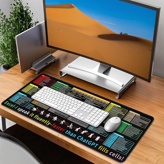 Excel Cheat Sheet Desk Pad - Large Mouse Pad - Excel Cheat Sheet Desk Mat, Non-Slip Base Mousepad Suitable for Office, Computer Games, Desk Mat and More (31.5" x 11.8") - Image 7