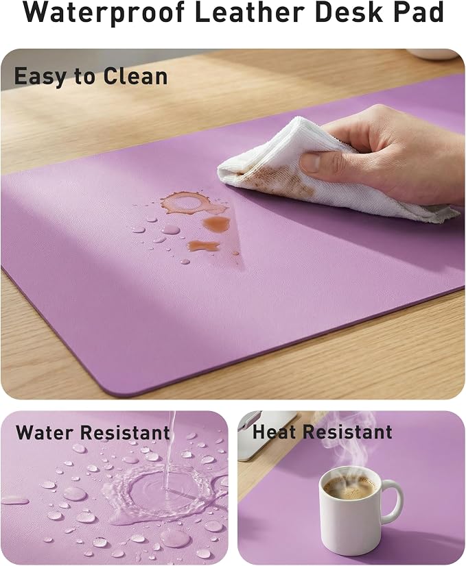 Aothia Faux Leather Desk Mat - Large Mouse Pad, Non-Slip PU Leather Blotter, Waterproof Writing Surface for Office and Home (Iris Violet, 40" x 24") - Image 7