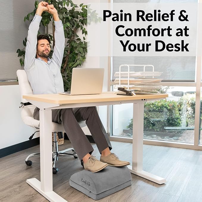 ComfiLife Foot Rest for Under Desk at Work – Adjustable Desk FootRest for Office Chair, Gaming Accessories – Ergonomic Teardrop Design for Back, Hip & Leg Pain Relief – 100% Memory Foam (Gray) - Image 8