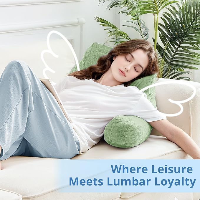 Sasttie Reading Pillow for Bed, Back Pillow for Sitting Up, Sage Green - Image 9
