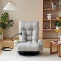 360° Swivel Floor Gaming Chair Linen Folding Lounge Sofa Chair with Adjustable Head and Waist, Armrests & Phone Holder, Padded Cushion Leisure Chairs for Living Room Bedroom (Grey) by ALYIAMXL