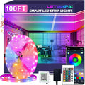 100ft Led Strip Lights,Long Smart Led Light Strips Music Sync 5050 RGB Color Changing Rope Lights,Bluetooth APP/IR Remote/Switch Box Control Led Lights for Bedroom,Home Decoration,Party,Festival by LETIANPAI