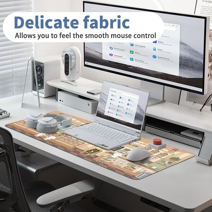 Cute Mouse Pad Large Desk Mat Extended Keyboard Pad Funny XL Mousepad with Non-Slip Base and Stitched Edge Kawaii Bear Mouse Mat Desk Pad 31.5 x 11.8 in Mouse Pads for Desk Decor Home Office Gaming - Image 5