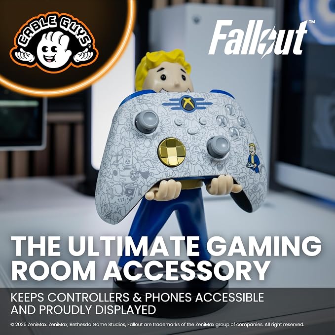 Cableguys Fallout Vault Boy Controller Holder & Phone Stand - Gaming Setup Accessories for Desk and Game Room, Controller Stand Compatible with Xbox, PlayStation & Most Standard Game Controllers - Image 3