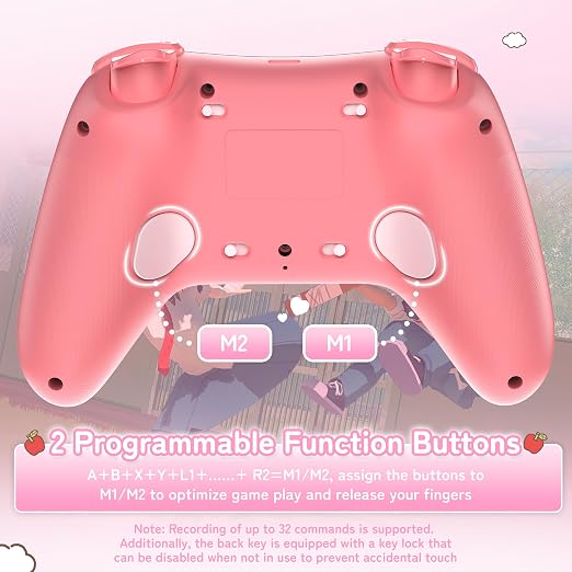 Kuitmor Hello Kitty Switch Pro Controller, Cute Hall Effect Wireless Gamepad No Drift for Switch 2/Switch/OLED/Lite, PC/Steam, Android, iOS, Bluetooth + Wired, Turbo, Back Buttons, 6-Aixs Gyro, Wake-up, RGB (Pink, With 2.4g Receiver) - Image 7