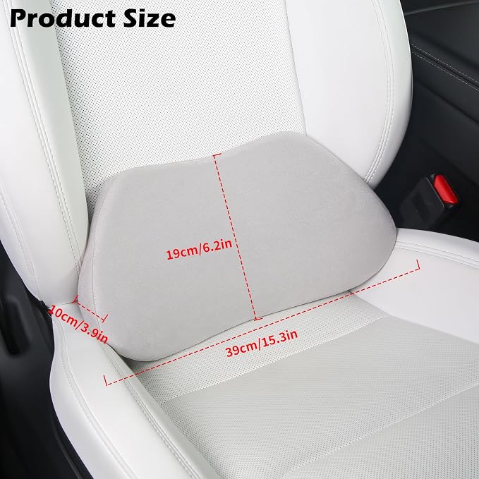 Lumbar Support Pillow for Car Lower Back Cushion, Gray, 2 Packs | Ergonomic Memory Foam Lumbar Pillow for Driving Seat, Office Chair, Gaming Chair, Lower Back Support for Back Pain Relief - Image 5