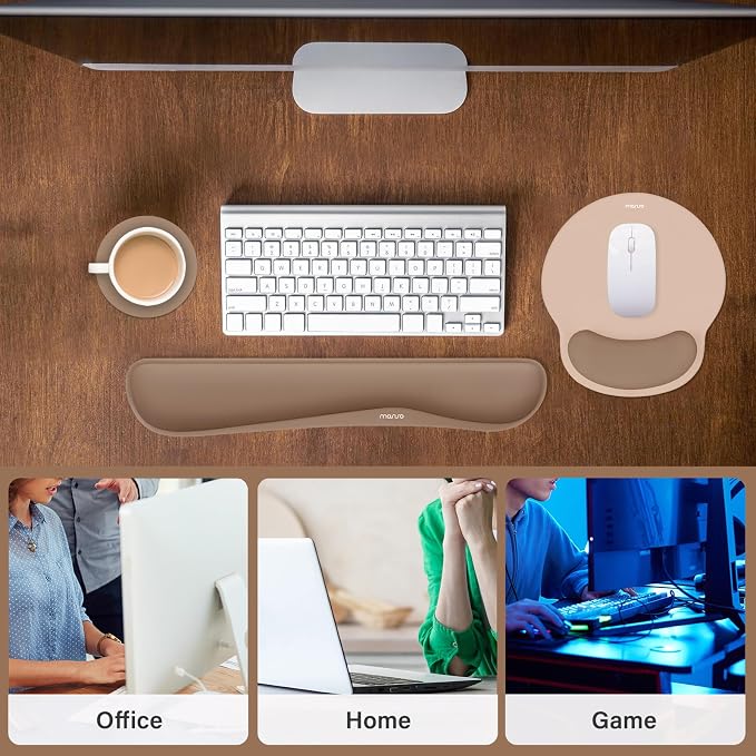 MOSISO Wrist Rest Support for Mouse Pad&Keyboard Set, Mocha - Image 7