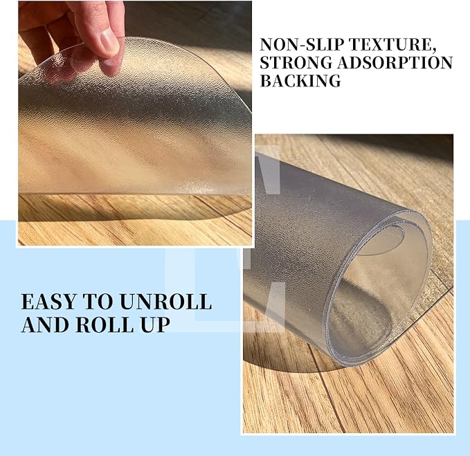 Tonaus Office Chair Mat for Hardwood Floor 48"×36" Desk Chair Mat, Clear | Transparent Chair Mat, PVC Floor Protector, Easy Glide, Scratch-Resistant, Rectangle, For Wood&Tile Floors, Not for Carpet - Image 5