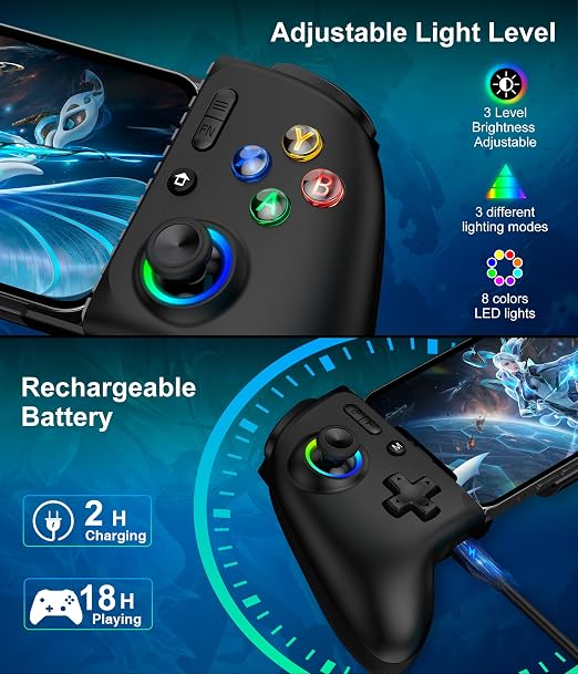 Mocagen Mobile Gaming Controller, MC2 Phone Controller for iPhone/Android/Switch/Oled/Switch 2 with Programmable/Hall Effect Joysticks & Analog Triggers/RGB Light - Image 5