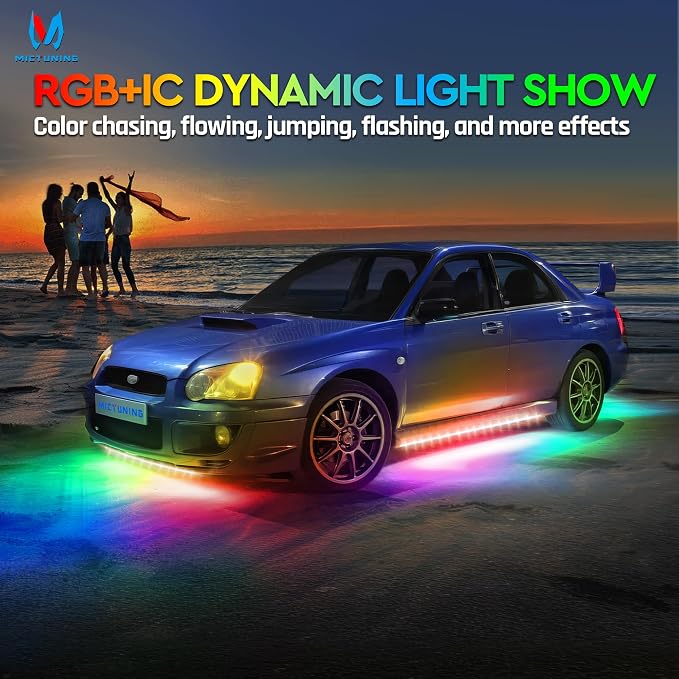 MICTUNING N8 RGB+IC Underglow LED Lighting Kit for Truck with Remote & Key Fob Dual Control, Exterior Neon Accent Underbody Strip, Multicolor Mode, Waterproof, Aluminum Casing - Image 6
