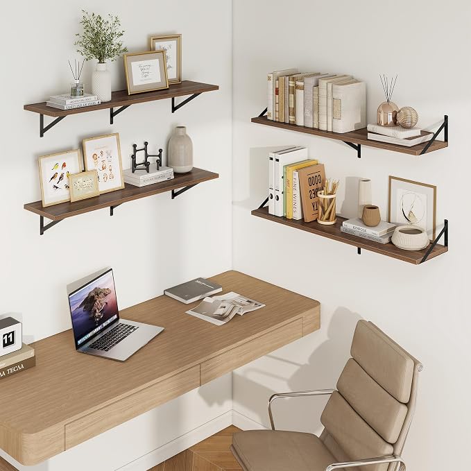 Axeman Deep Floating Shelves, 40'' x 10'' Walnut Wall Shelves Set of 2 - Image 2