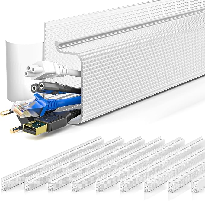 YECAYE 157in Cable Management Cord Organizer, Cable Raceway, White by Yecaye
