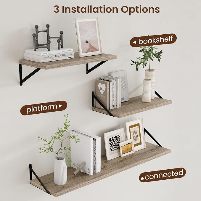 Axeman 12 Inch Deep Floating Shelves for Wall - 24 Inch Wide x 12 Inch Deep Wall Shelves Set of 2 - Rustic Grey Wood Floating Shelves for Living Room - Image 4