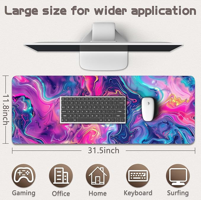 Gaming Mouse Pad - (31.5"×11.8") Topographic Large Mouse Pads for Desk - Desk Mat for Keyboard and Mouse with Non-Slip Base, Desks Pad Matfor Game/Office & Home - Image 5