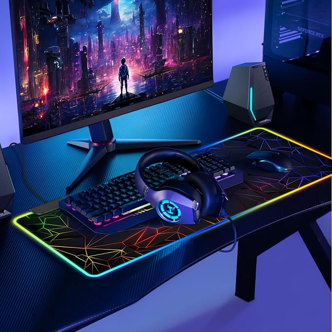 Mouse Pad 31.5 X 11.8 Inches RGB Mouse Mat with 13 Light Modes | Touch Control, Large Gaming Mousepad with Non-Slip Rubber Base for Office & Game, Model-H - Image 2