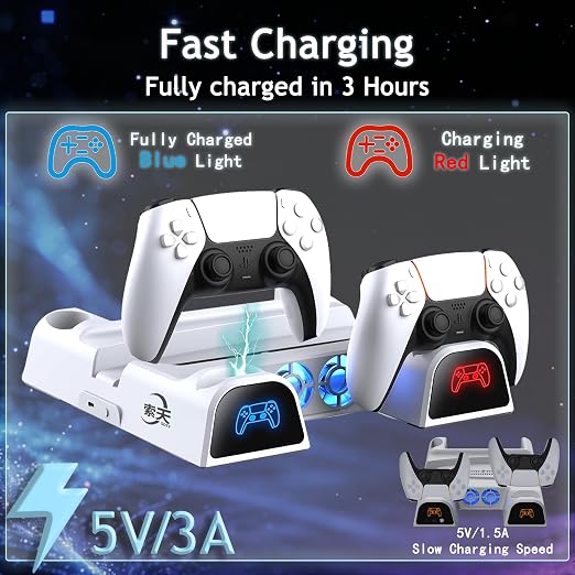 SOTY PS5 Cooling station for PS5/Slim/Pro with LED Controller Charging dock - Image 2