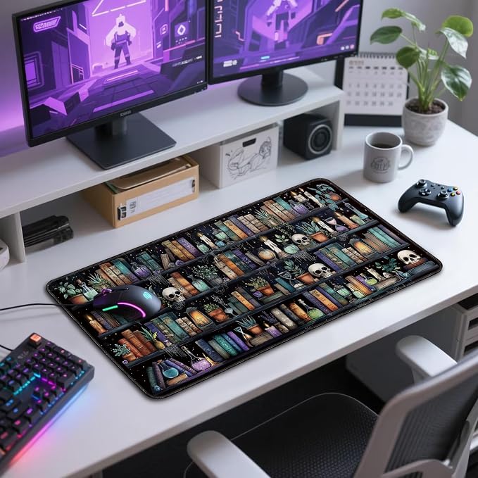 Gothic Library Large Gaming Mouse Pad Desk Mat 31.5"x15.7" | Extended Mousepad, Non-Slip Rubber Base , Stitched Edges, for Computer/Laptop/Office/Home - Image 7