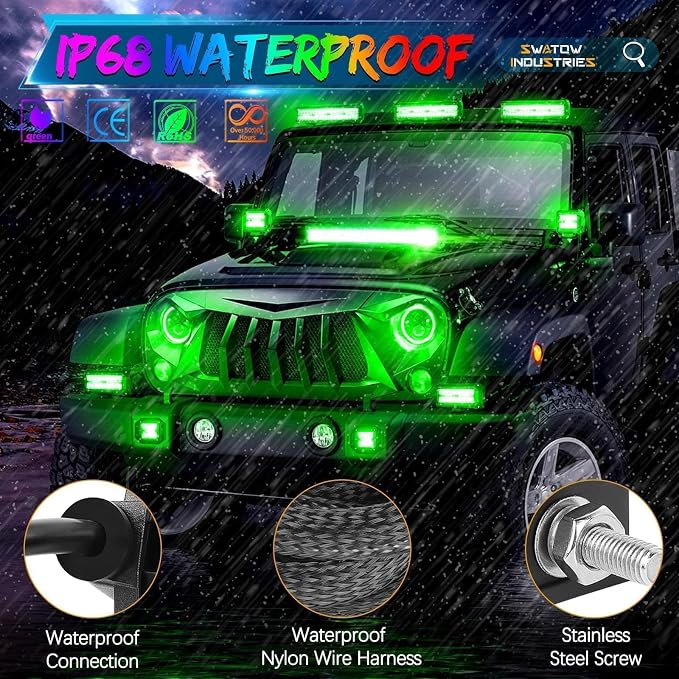 RGB Pod Lights 7 Inch LED Light Bar RGBW Color Changing Light Pods RGB LED Offroad Driving Lights for Wrangler F150 Toyota Ram Chevy Pickup Truck UTV RZR Can-am ATV - Image 3