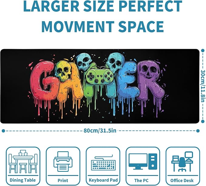 Gaming Mouse Pad Mat XL Extended Large Gaming Desk Pad Mousepad, Vibrant Game Computer Laptop Keyboard and Mouse Mat, Office Desk Decor Mousepad Deskmat with Stitched Edges Mat - Image 2