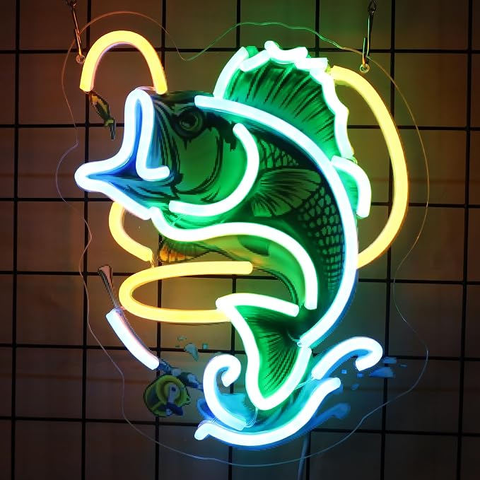 Fishing Neon Sign with UV Printed Backboard, LED Neon Light for Bar, Fishing Room, Man Cave, Garage, Game Room, Nautical Wall Decor - Image 2
