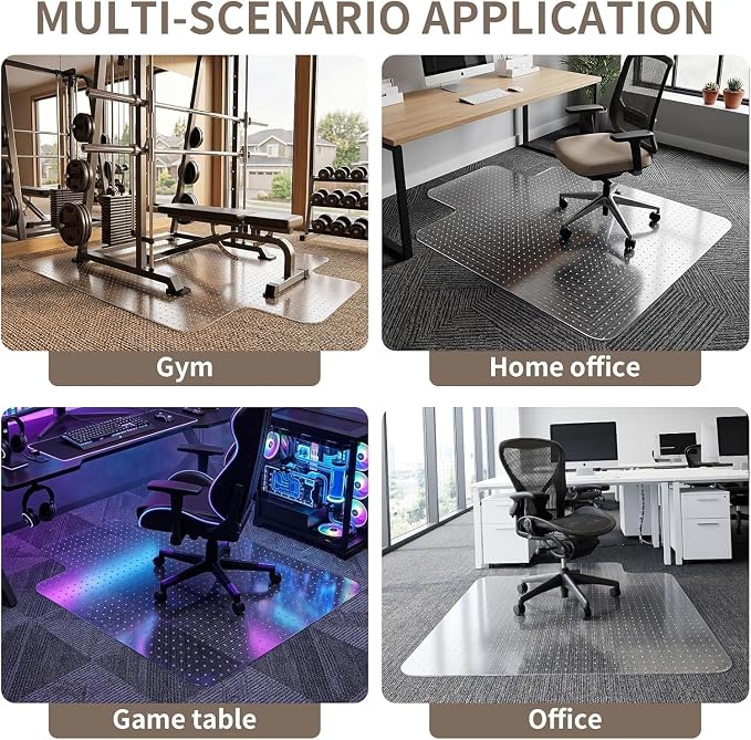 Office Chair Mat for Low Pile Carpet, 36"x48" Clear Smooth Glide with Lip | Non-Slip Studded Backing, Smooth Glide,Heavy-Duty Clear Plastic, Extended Lip –Carpet Protector for Office, Desk, Gaming - Image 7
