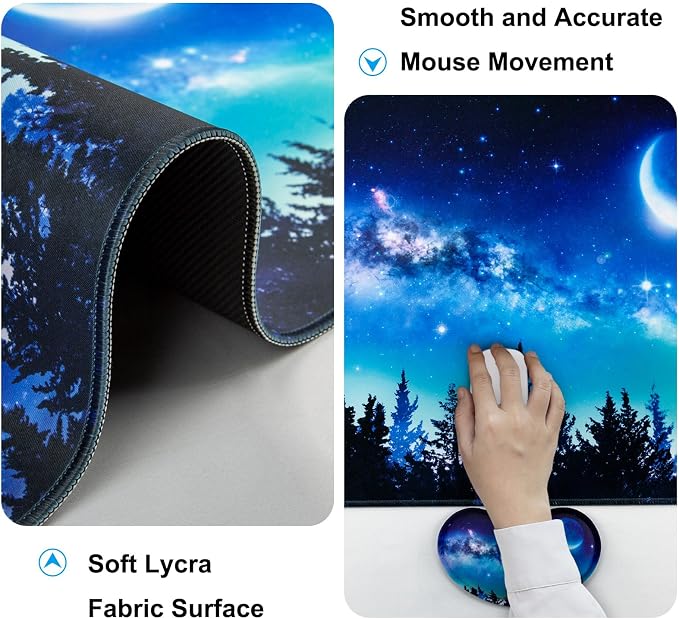 4 in 1 Mouse Pad and Keyboard Wrist Rest,Large Desk Mat,Coaster Set-Forest - Image 4