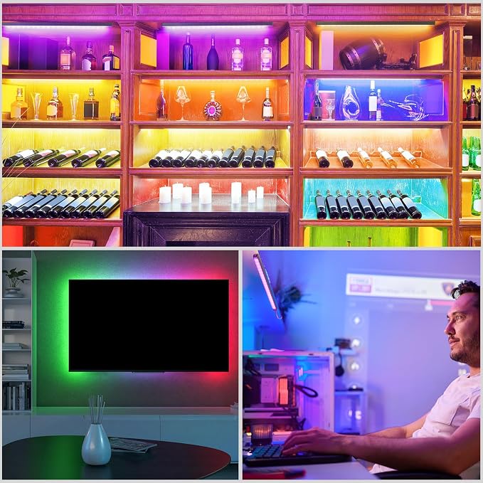 RGB Light Bar with Color Memory & Dimmable Brightness for Monitor/Desk, Under Cabinet Lights with 8 Colors & Dynamic Modes, Magnetic Installation for Kitchen, Room, Shelf, USB Powered - Image 7