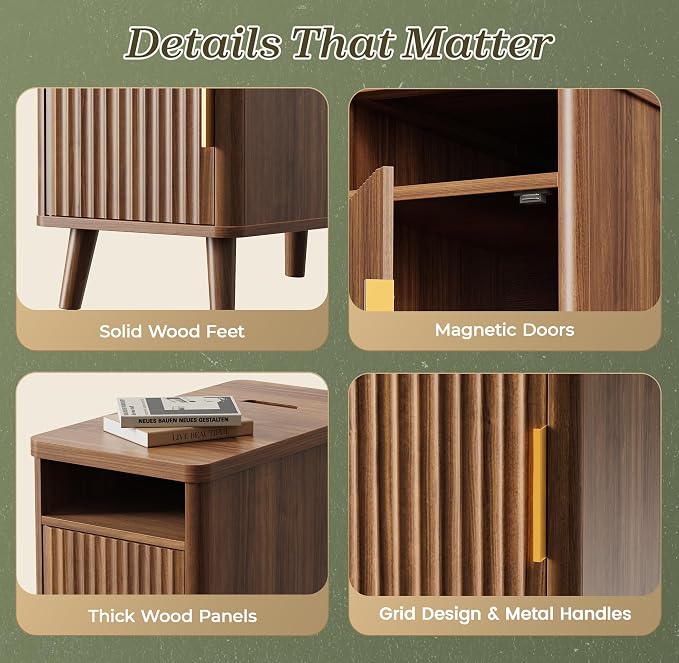 Huuger Narrow End Table with Charging Station, USB-C Port - Image 9
