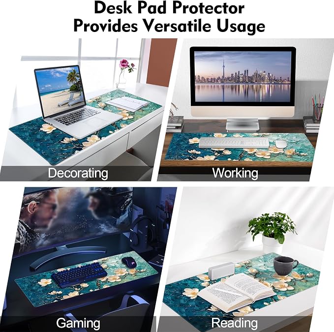 Galdas Gaming Mouse Pad XXL XL Large Long Extended Big Mousepad Non-Slip Rubber Keyboard Desk Pad with Stitched Edges for Laptop Home Office (31.5x11.8x0.08 Inch) … (Painting Flowers) - Image 7
