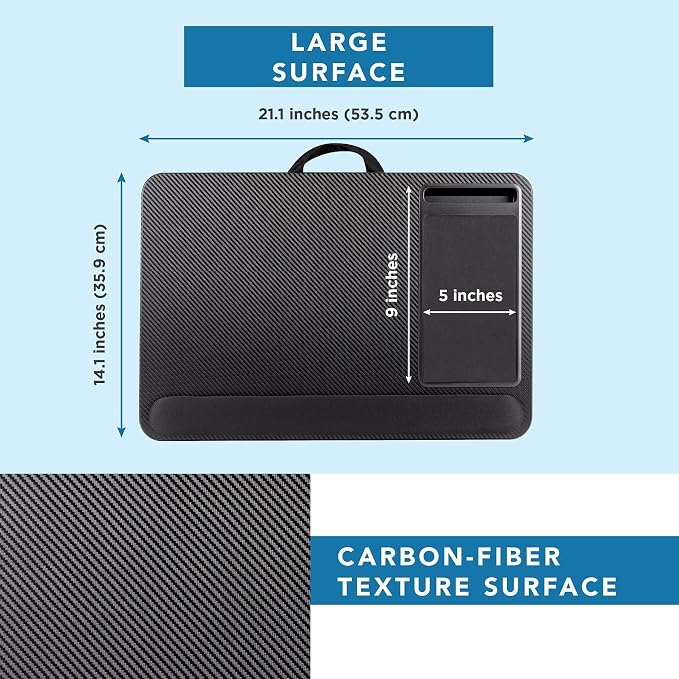 LAPGEAR Home Office Pro Lap Desk – Black Slate, Fits 15.6” Laptops - Image 5