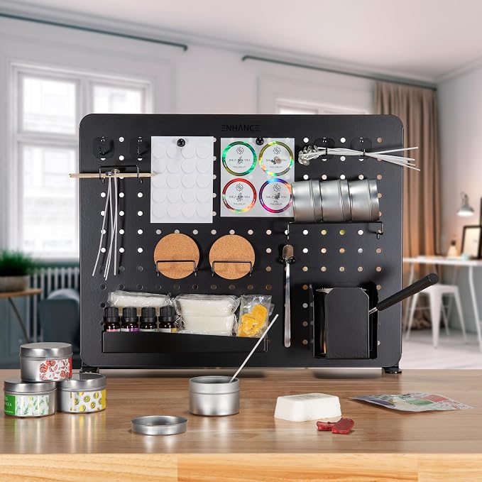 ENHANCE Metal Pegboard Desk Organizer (18 x 14 in) Clamp On Desk Peg Board with 14 Attachments, Pegboard Shelf and Pegboard Hooks, Desktop Organizer for Home Office, Crafts, or Gaming Setups - Image 9